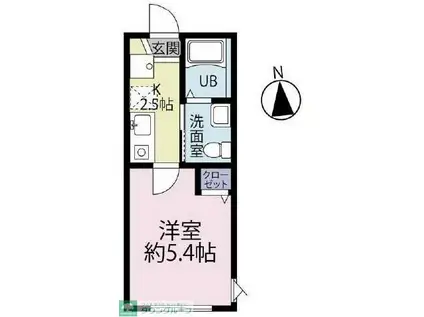 VILLA MARE(1K/2階)の間取り写真