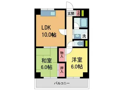 パレス高司(2LDK/2階)の間取り写真