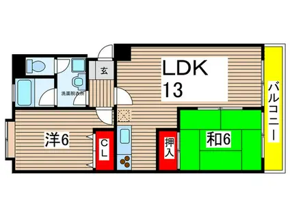 グリーンロワール(2LDK/1階)の間取り写真