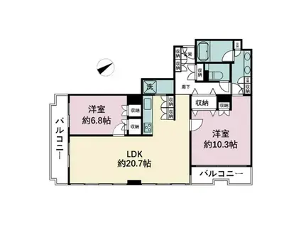 西早稲田パーク・タワー(2LDK/4階)の間取り写真