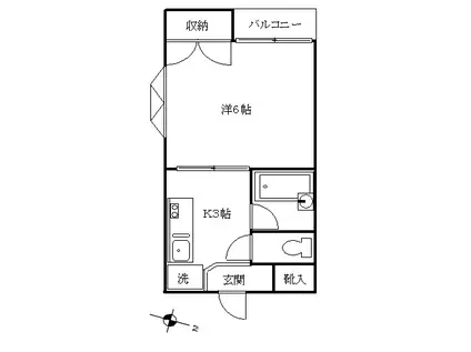 近藤ビル(1K/2階)の間取り写真