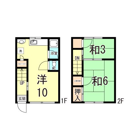 第3富士荘(2LDK/1階)の間取り写真