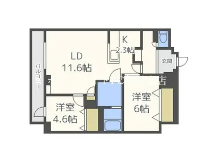 ヴィラ・コンフォート(2LDK/4階)の間取り写真