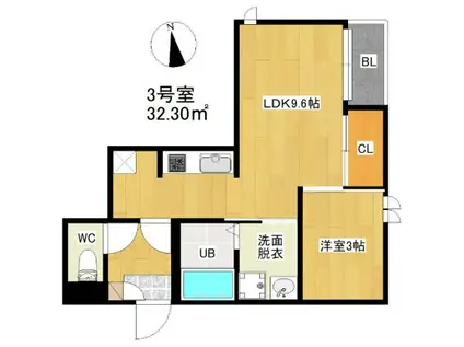 G-STYLE筑紫野I(1LDK/1階)の間取り写真