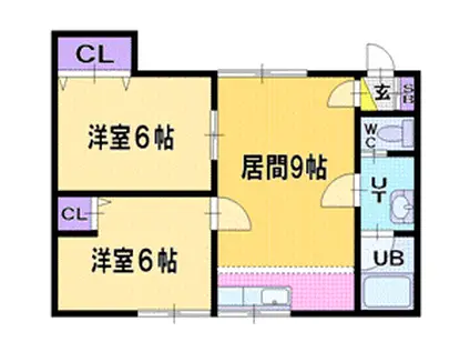 WINGKIYOTA(2LDK/2階)の間取り写真