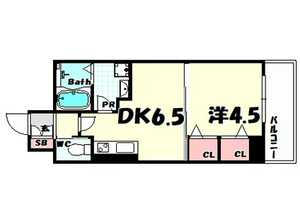 ESTEMCOURT三宮駅前IIアデシオン(1DK/12階)の間取り写真