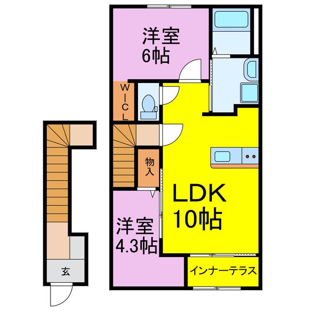 ブルースター(2LDK/2階)の間取り写真