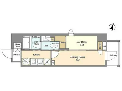 ジオエント山吹神楽坂(2K/5階)の間取り写真