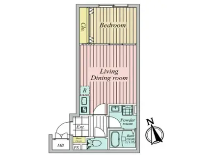 YOLK江古田(1LDK/2階)の間取り写真