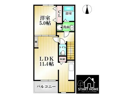 エスペランス α I(1LDK/2階)の間取り写真