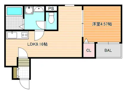 エフスタイル藤井寺道明寺1号館(1LDK/3階)の間取り写真