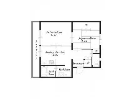 ビレッジハウス大淀 2号棟(2DK/3階)の間取り写真