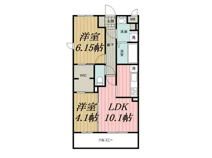 プチクール V(2LDK/3階)の間取り写真