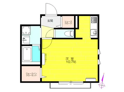 ルナ・ピエナ(ワンルーム/2階)の間取り写真