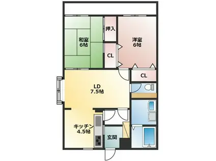 メイプルタウン名和東(2LDK/2階)の間取り写真