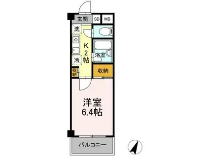 PARK Kー1(1K/1階)の間取り写真