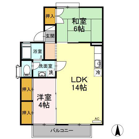 セジュール桜町(2LDK/1階)の間取り写真