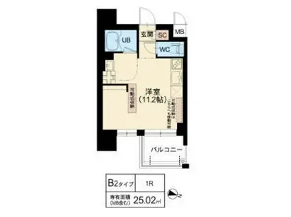DOUBLE NINE RESIDENCE TENNOUJIMINAM(ワンルーム/8階)の間取り写真