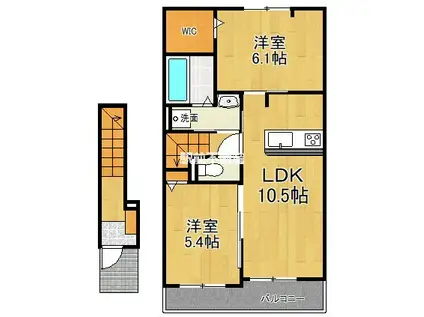 シュシュメゾンぴあのアンジュB(2LDK/2階)の間取り写真