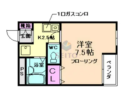 リッツ千里園(1K/1階)の間取り写真