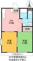 第6磯部コーポ(2DK/3階)の間取り写真