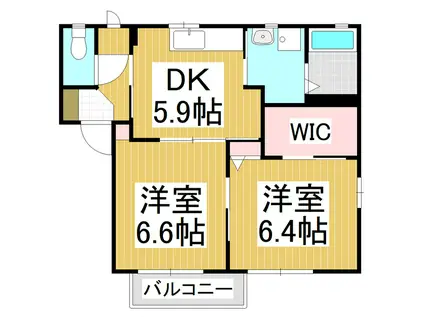 アヴェニール あい B(2K/2階)の間取り写真