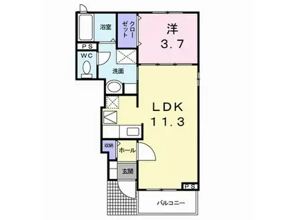 ディスポワール I(1LDK/1階)の間取り写真