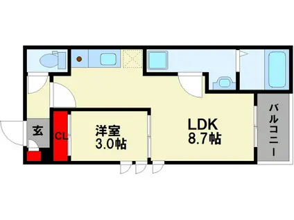REGALEST フェルン片島(1LDK/2階)の間取り写真