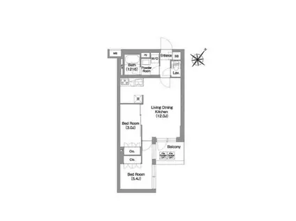 コンフォリア・リヴ渋谷本町(2LDK/4階)の間取り写真