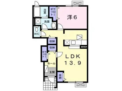 ファンタジー(1LDK/1階)の間取り写真