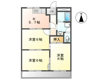 浜北グランドマンション(3K/1階)の間取り写真