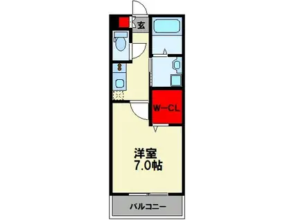 マリーナベルデ九工大前(1K/1階)の間取り写真