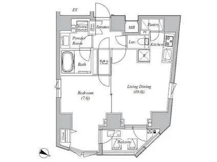 CASA SPLENDIDO LA PLUS 元赤坂(1LDK/11階)の間取り写真