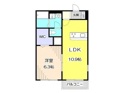 JUNE BERRY小手指(1LDK/2階)の間取り写真