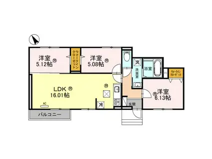 フェリシモHY(3LDK/1階)の間取り写真