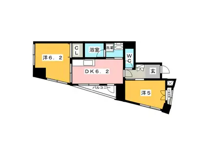 BELLE DEMEURE(2DK/3階)の間取り写真