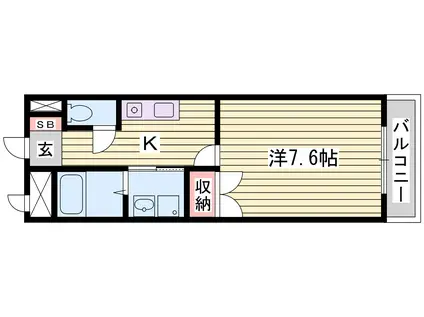 メゾンエルシオン(1K/2階)の間取り写真
