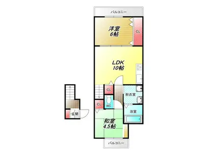 グリーンコートII番館(2LDK/2階)の間取り写真