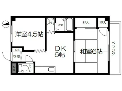 コーポマスダ10(2DK/2階)の間取り写真