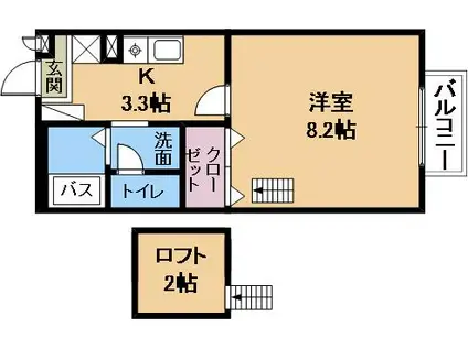 上萱の園(1K/2階)の間取り写真