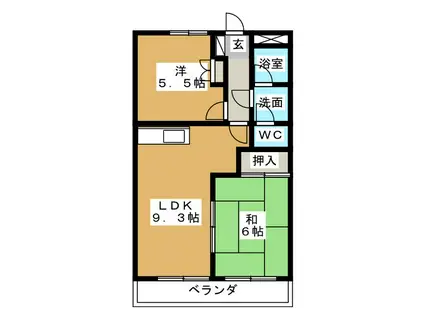 グランドパレス松井(2LDK/2階)の間取り写真