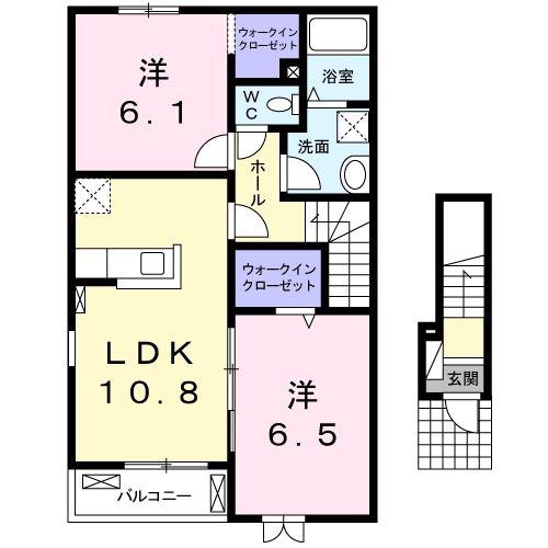 LA LUCE.S.IV(2LDK/2階)の間取り写真