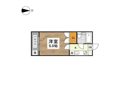 プライマリー熊大前(1K/1階)の間取り写真