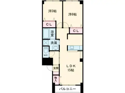 アクアシティSAIJOII(2LDK/2階)の間取り写真