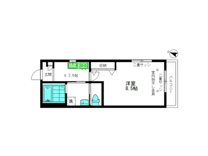 SUN PALACE(1K/4階)の間取り写真