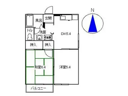 ヴェルドミールA・B(2DK/1階)の間取り写真