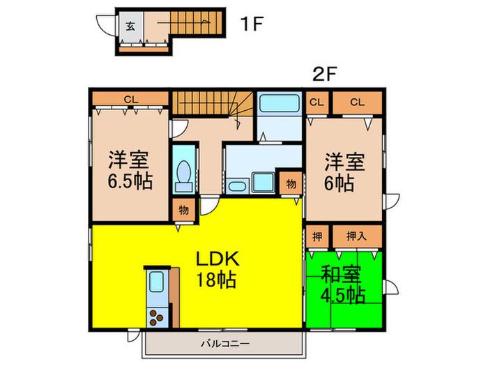 ドエル寿楽荘(3LDK/2階)の間取り写真