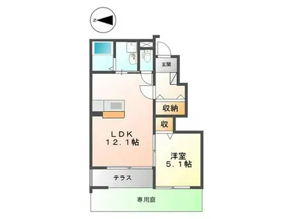 オリエント II(1LDK/1階)の間取り写真