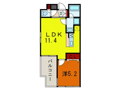 プレサンス三宮花時計前(1LDK/15階)の間取り写真