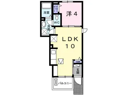 エスペランサ白国II(1LDK/1階)の間取り写真